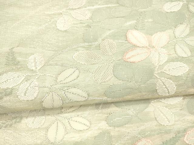 平和屋着物＊夏物 六通柄袋帯 唐織 草葉文 銀糸 正絹 逸品 DAAX0271cm