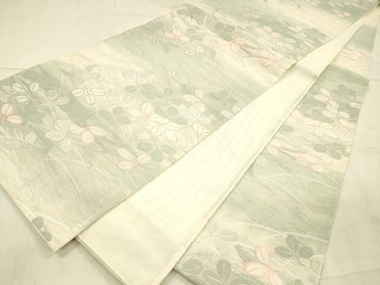 平和屋着物＊夏物 六通柄袋帯 唐織 草葉文 銀糸 正絹 逸品 DAAX0271cm