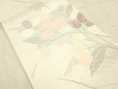 平和屋着物＊夏物　六通柄袋帯　草葉文　正絹　逸品　DAAX0273cm