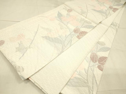 平和屋着物＊夏物　六通柄袋帯　草葉文　正絹　逸品　DAAX0273cm