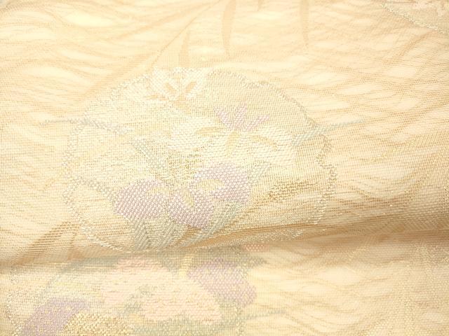 平和屋着物＊夏物 六通柄袋帯 雪輪草花文 金銀糸 正絹 逸品 DAAX0276cm