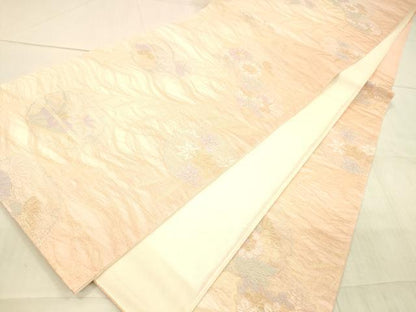 平和屋着物＊夏物 六通柄袋帯 雪輪草花文 金銀糸 正絹 逸品 DAAX0276cm