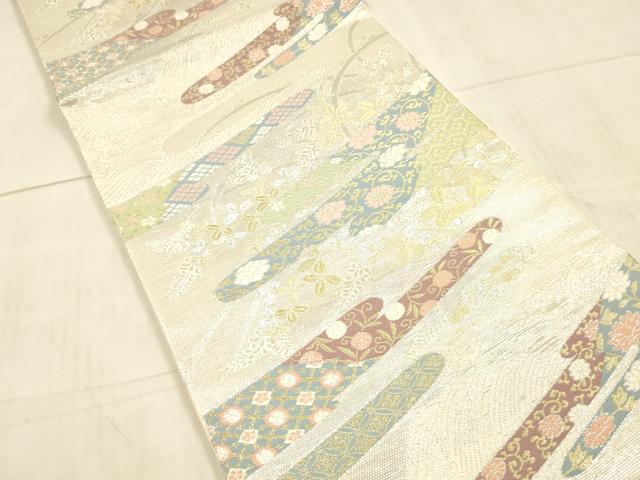 平和屋着物＊夏物 六通柄袋帯 花唐草文 金銀糸 正絹 逸品 DAAX0277cm