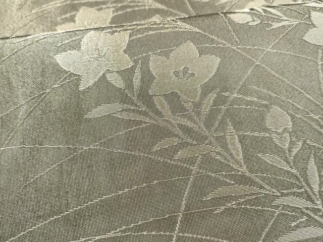 平和屋着物＊夏物 六通柄袋帯 草花文 黒地 金糸 正絹 逸品 DAAX0278cm