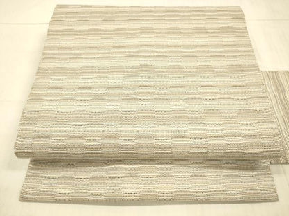 平和屋着物＊夏物 九寸名古屋帯 横段文 金糸 正絹 逸品 DAAX0279cm
