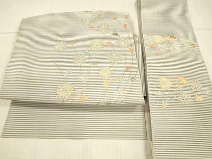 平和屋着物＊夏物 絽綴れ つけ帯 草花文 金銀糸 正絹 逸品 DAAX0280cm