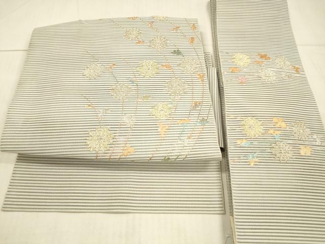 平和屋着物＊夏物 絽綴れ つけ帯 草花文 金銀糸 正絹 逸品 DAAX0280cm