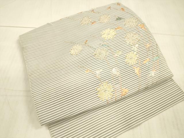 平和屋着物＊夏物 絽綴れ つけ帯 草花文 金銀糸 正絹 逸品 DAAX0280cm