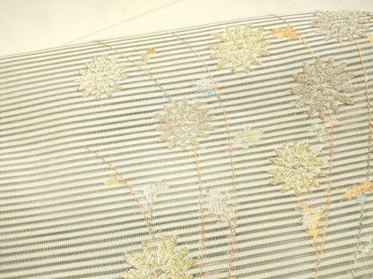 平和屋着物＊夏物 絽綴れ つけ帯 草花文 金銀糸 正絹 逸品 DAAX0280cm