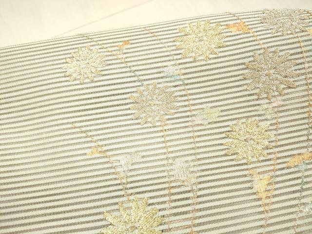 平和屋着物＊夏物 絽綴れ つけ帯 草花文 金銀糸 正絹 逸品 DAAX0280cm
