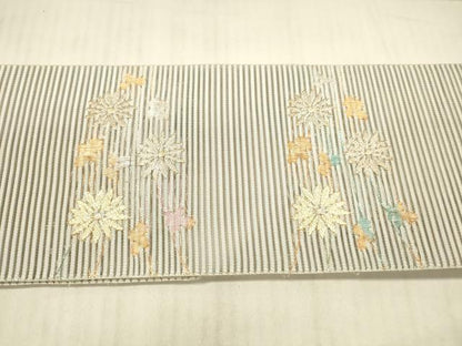 平和屋着物＊夏物 絽綴れ つけ帯 草花文 金銀糸 正絹 逸品 DAAX0280cm
