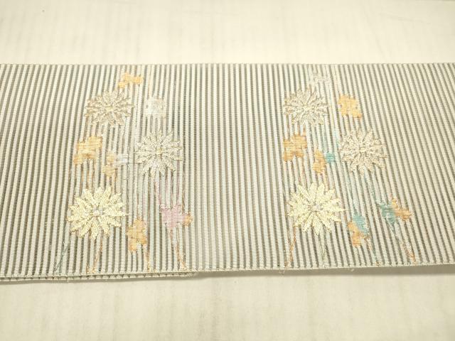 平和屋着物＊夏物 絽綴れ つけ帯 草花文 金銀糸 正絹 逸品 DAAX0280cm