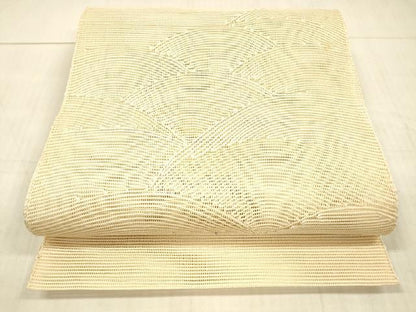 平和屋着物＊夏物　西陣　八寸名古屋帯　流水文　肌色　正絹　逸品　DAAX0283cm