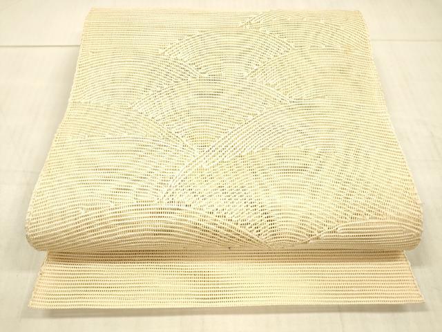 平和屋着物＊夏物　西陣　八寸名古屋帯　流水文　肌色　正絹　逸品　DAAX0283cm