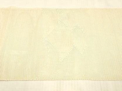 平和屋着物＊夏物　西陣　八寸名古屋帯　流水文　肌色　正絹　逸品　DAAX0283cm
