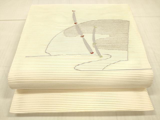 平和屋着物＊夏物 絽綴れ 八寸名古屋帯 抽象文様 銀糸 正絹 逸品 DAAX0284cm