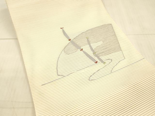 平和屋着物＊夏物 絽綴れ 八寸名古屋帯 抽象文様 銀糸 正絹 逸品 DAAX0284cm