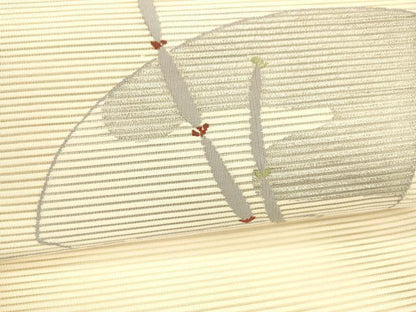 平和屋着物＊夏物 絽綴れ 八寸名古屋帯 抽象文様 銀糸 正絹 逸品 DAAX0284cm