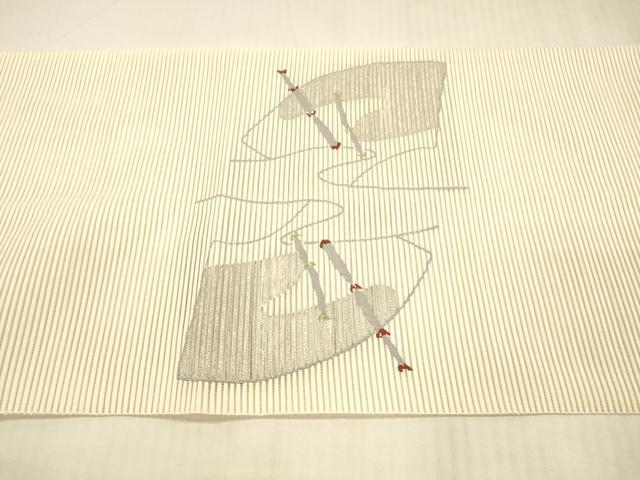 平和屋着物＊夏物 絽綴れ 八寸名古屋帯 抽象文様 銀糸 正絹 逸品 DAAX0284cm