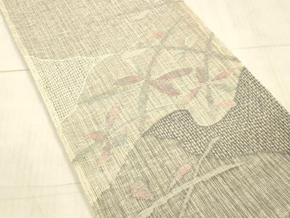 平和屋着物＊夏物 太鼓柄袋帯 草葉文 金銀糸 正絹 逸品 DAAX0287cm