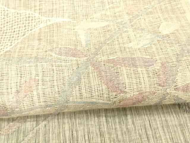 平和屋着物＊夏物 太鼓柄袋帯 草葉文 金銀糸 正絹 逸品 DAAX0287cm