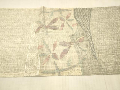 平和屋着物＊夏物 太鼓柄袋帯 草葉文 金銀糸 正絹 逸品 DAAX0287cm