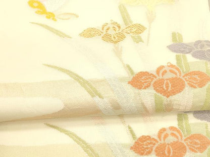 平和屋着物＊夏物 全通柄 本袋帯 唐織 流水花蝶文 金糸 正絹 逸品 DAAX0288cm
