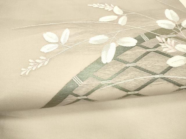 平和屋着物＊夏物 九寸名古屋帯 籬草葉文 銀糸 正絹 逸品 DAAX0289cm