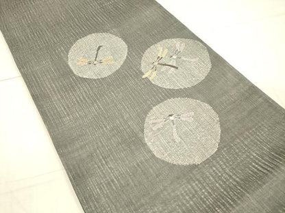平和屋着物＊夏物 太鼓柄袋帯 蜻蛉丸文 銀糸 正絹 逸品 DAAX0291cm