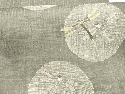 平和屋着物＊夏物 太鼓柄袋帯 蜻蛉丸文 銀糸 正絹 逸品 DAAX0291cm