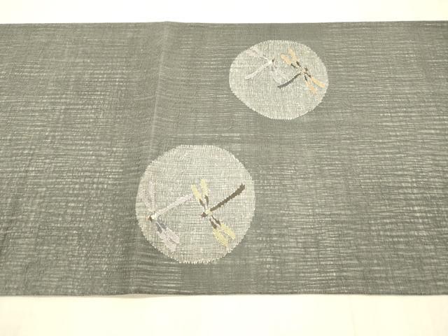 平和屋着物＊夏物 太鼓柄袋帯 蜻蛉丸文 銀糸 正絹 逸品 DAAX0291cm