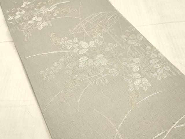 平和屋着物＊夏物 六通柄袋帯 籬草葉文 銀糸 正絹 逸品 DAAX0292cm
