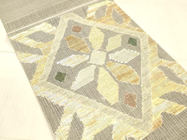 平和屋着物＊夏物 西陣図案家 徳田義三 つけ帯 抽象花文 金糸 正絹 逸品 DAAX0294cm