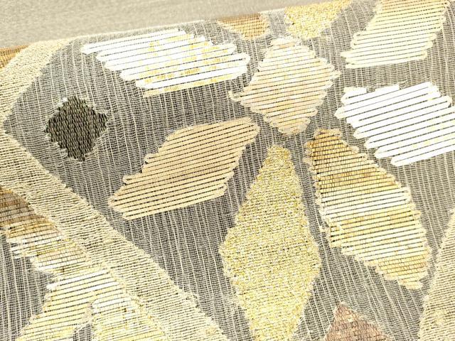 平和屋着物＊夏物 西陣図案家 徳田義三 つけ帯 抽象花文 金糸 正絹 逸品 DAAX0294cm