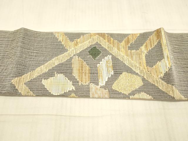 平和屋着物＊夏物 西陣図案家 徳田義三 つけ帯 抽象花文 金糸 正絹 逸品 DAAX0294cm