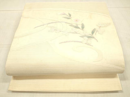 平和屋着物＊夏物 絽綴れ 太鼓柄袋帯 草花文 金銀糸 正絹 逸品 DAAX0297cm