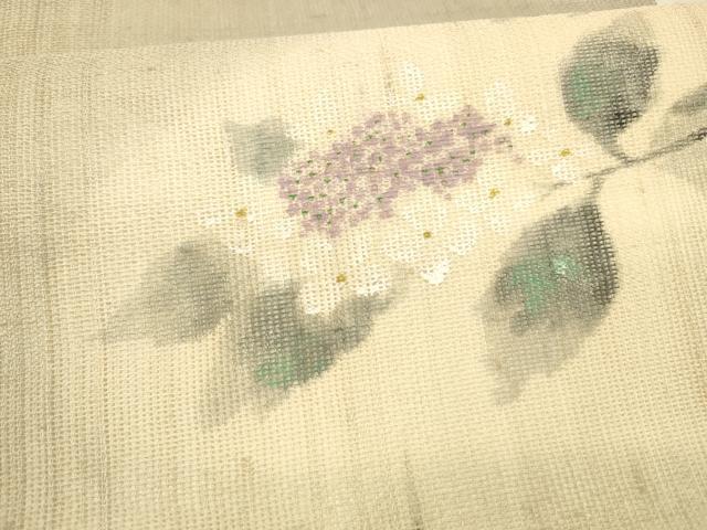 平和屋着物＊夏物 九寸名古屋帯 手描き 草花文 銀彩 正絹 逸品 DAAX0298cm