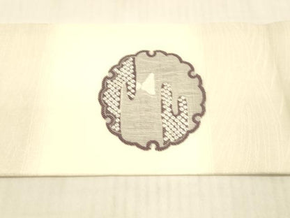 平和屋着物＊夏物 九寸名古屋帯 雪輪鹿の子抽象文 兎 正絹 逸品 DAAX0302cm