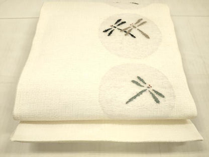 平和屋着物＊夏物 太鼓柄袋帯 蜻蛉丸文 銀糸 正絹 逸品 DAAX0303cm