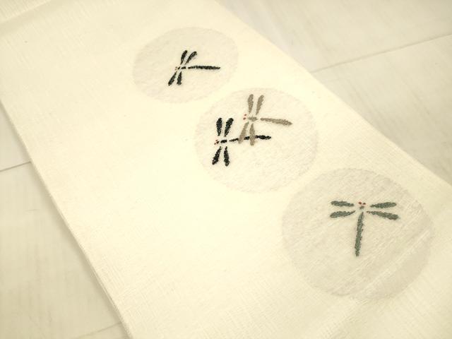 平和屋着物＊夏物 太鼓柄袋帯 蜻蛉丸文 銀糸 正絹 逸品 DAAX0303cm