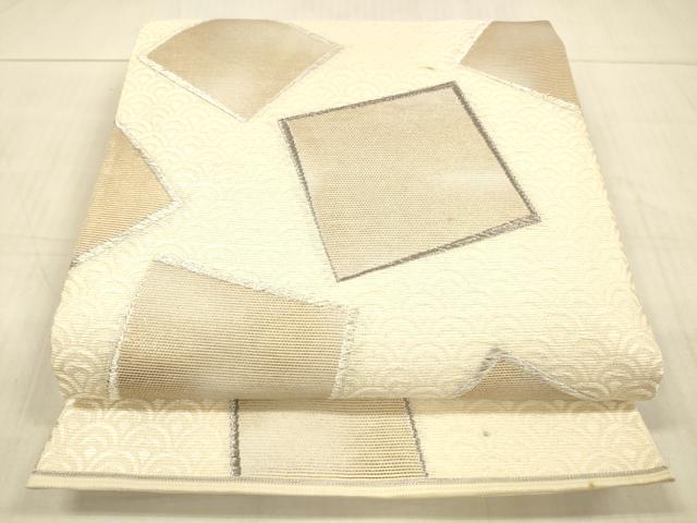 平和屋着物＊夏物 六通柄袋帯 青海波幾何学文 銀糸 正絹 逸品 DAAX0306cm