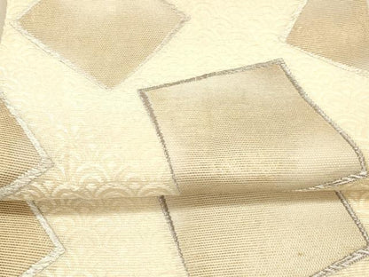 平和屋着物＊夏物 六通柄袋帯 青海波幾何学文 銀糸 正絹 逸品 DAAX0306cm