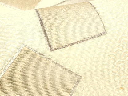 平和屋着物＊夏物 六通柄袋帯 青海波幾何学文 銀糸 正絹 逸品 DAAX0306cm