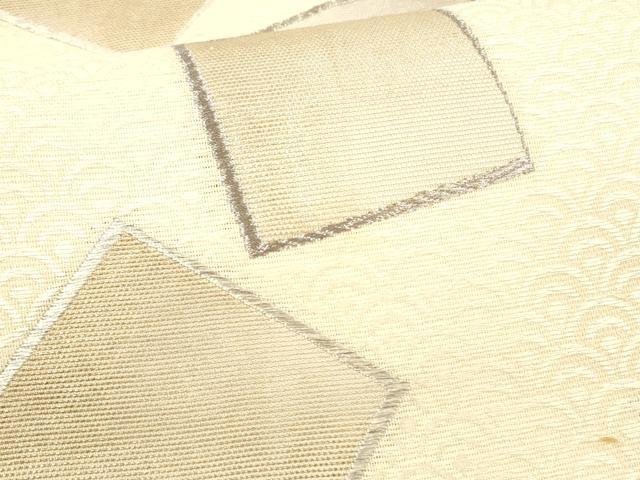 平和屋着物＊夏物 六通柄袋帯 青海波幾何学文 銀糸 正絹 逸品 DAAX0306cm