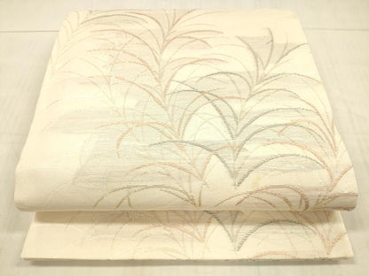 平和屋着物＊夏物　六通柄袋帯　草葉文　銀糸　正絹　逸品　DAAX0307cm