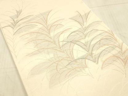 平和屋着物＊夏物　六通柄袋帯　草葉文　銀糸　正絹　逸品　DAAX0307cm