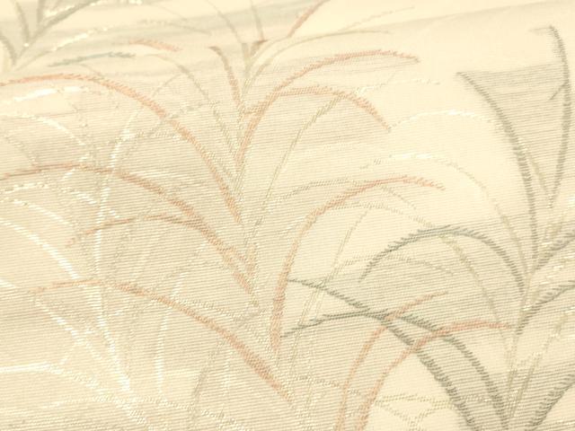 平和屋着物＊夏物　六通柄袋帯　草葉文　銀糸　正絹　逸品　DAAX0307cm