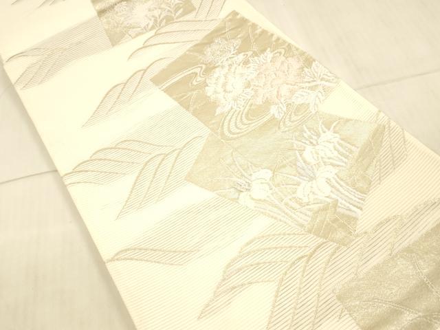 平和屋着物＊夏物 六通柄袋帯 流水草花文 金銀糸 正絹 逸品 DAAX0308cm