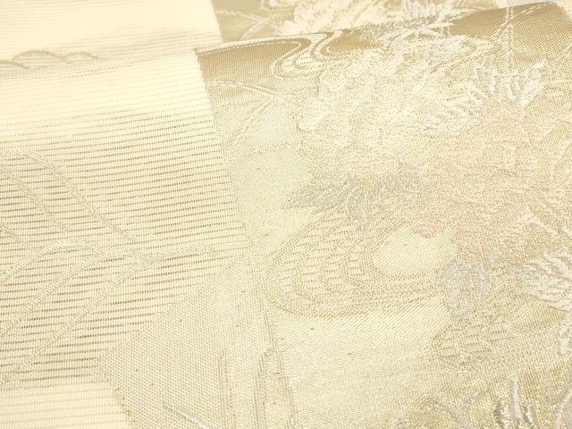 平和屋着物＊夏物 六通柄袋帯 流水草花文 金銀糸 正絹 逸品 DAAX0308cm