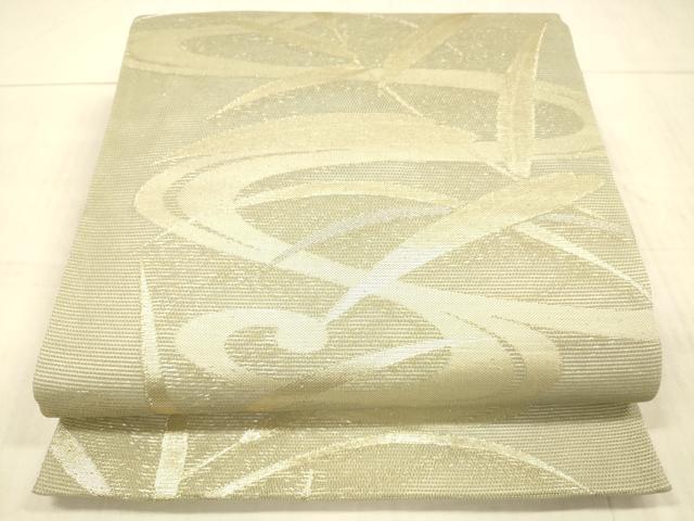 平和屋着物＊夏物 六通柄袋帯 流水草葉文 金銀糸 正絹 逸品 DAAX0310cm